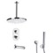Thermostatic Tub and Shower Faucet Set with Handheld and Ceiling Rain Shower Head